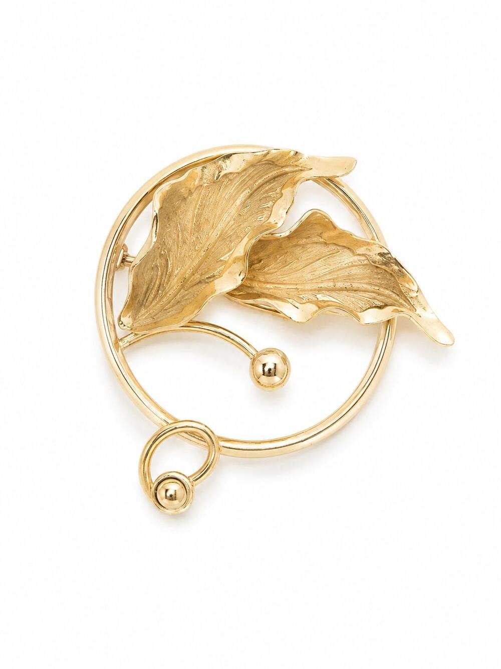 Beautiful Vintage C.R. CO. 12K Gold Filled Leaf Circle Brooch